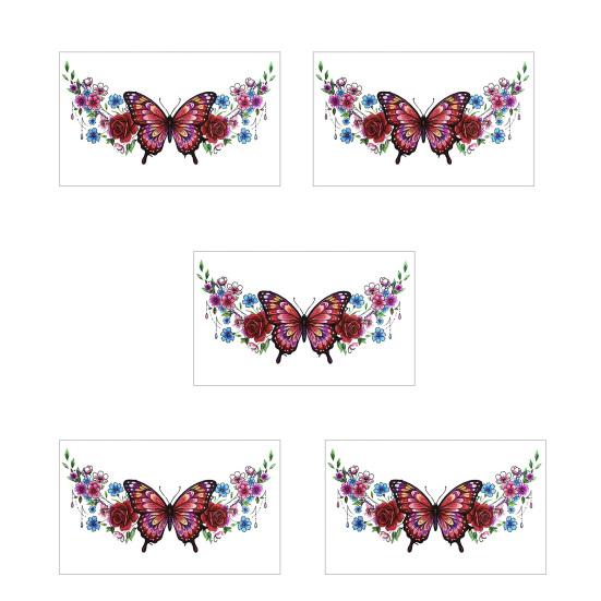 5 Sheets Colorful Butterfly Flower Tattoo Stickers, Waterproof Temporary Body Art, Hypoallergenic Floral Chest Back Decals for Women Girls