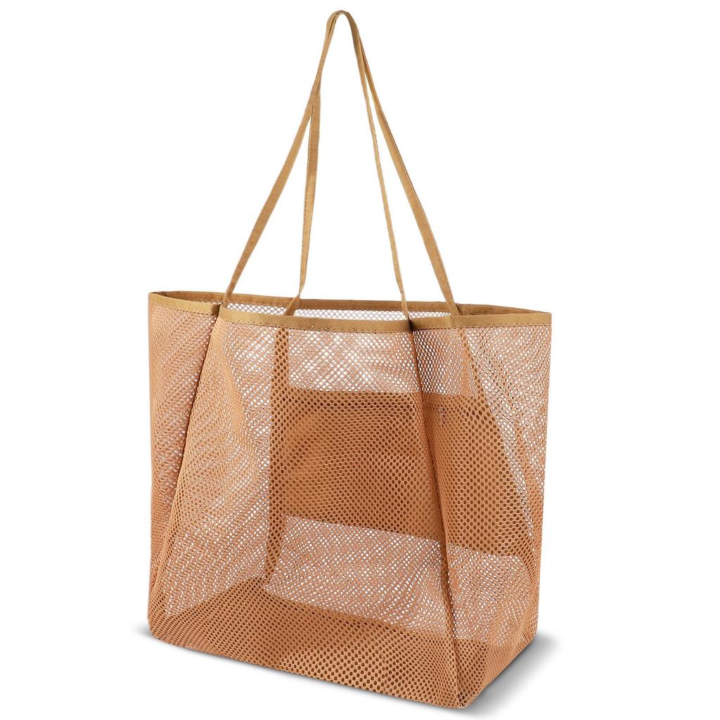Women's Foldable Mesh Beach Bag - Versatile Shoulder Bag for Shopping and Travel