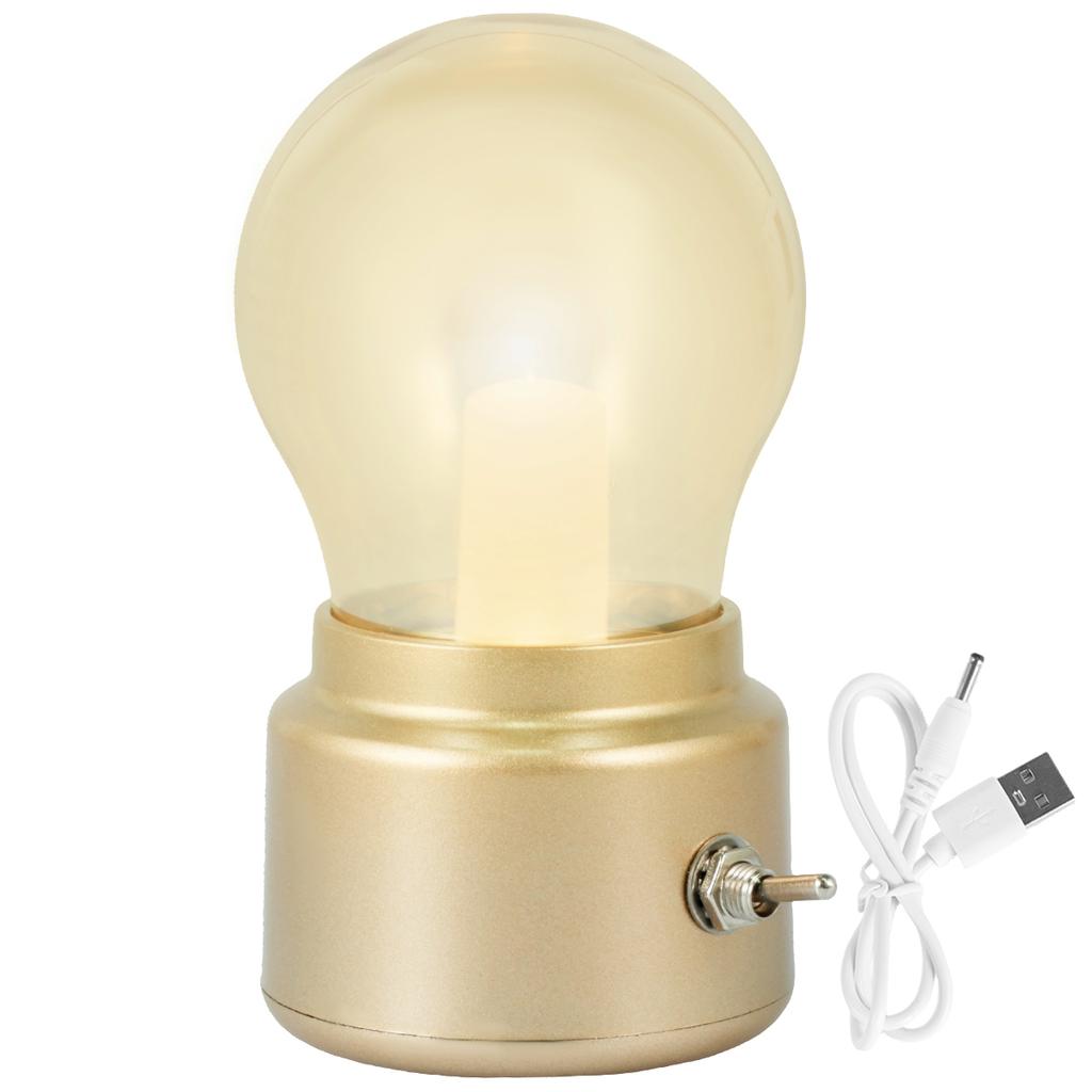 Retro-Glühbirnen-Licht, LED-Nachttischlampe, USB wiederaufladbar, Ambiente-Schreibtischlicht, warmes Licht für Schlafzimmer, Wohnzimmer, Nachttischlampe