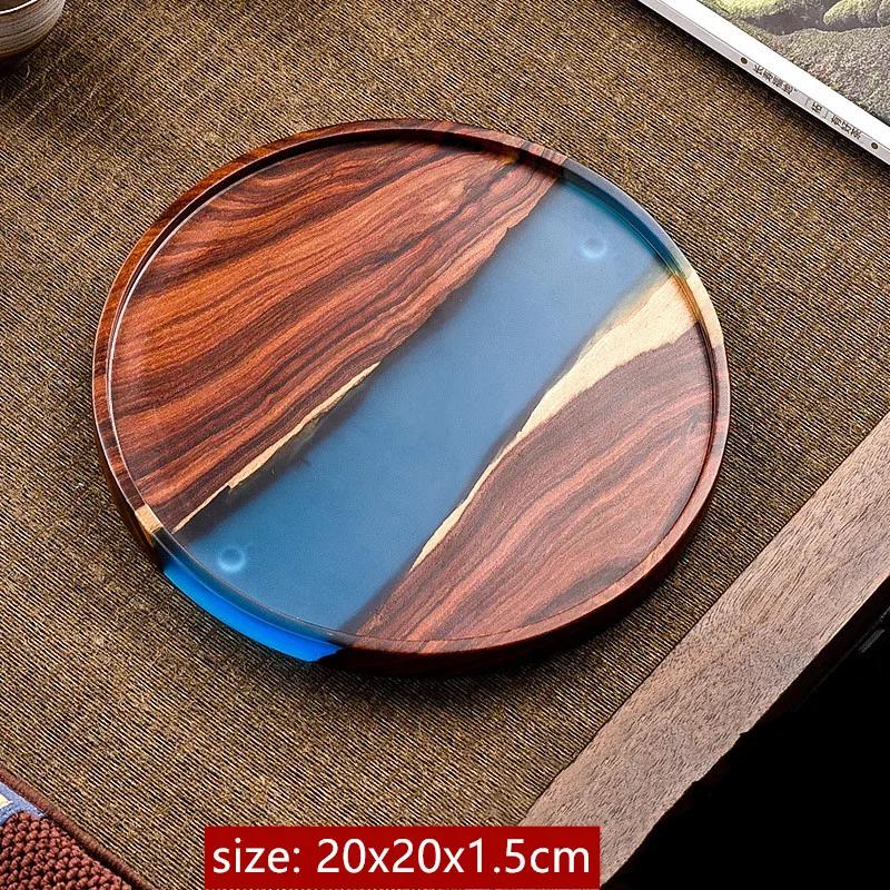 

Light Luxury Solid Wood Tray Household Resin Tea Tray Decorative Teaware Storage Supplies Living Room Coffee Table Decoration