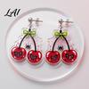 Goth Aesthetic Accessories 1 Pair Acrylic Cherry Earrings for Women 2D Fruit Dangle Drop Versatile Daily with Spider Web And Bow Punk Jewelry