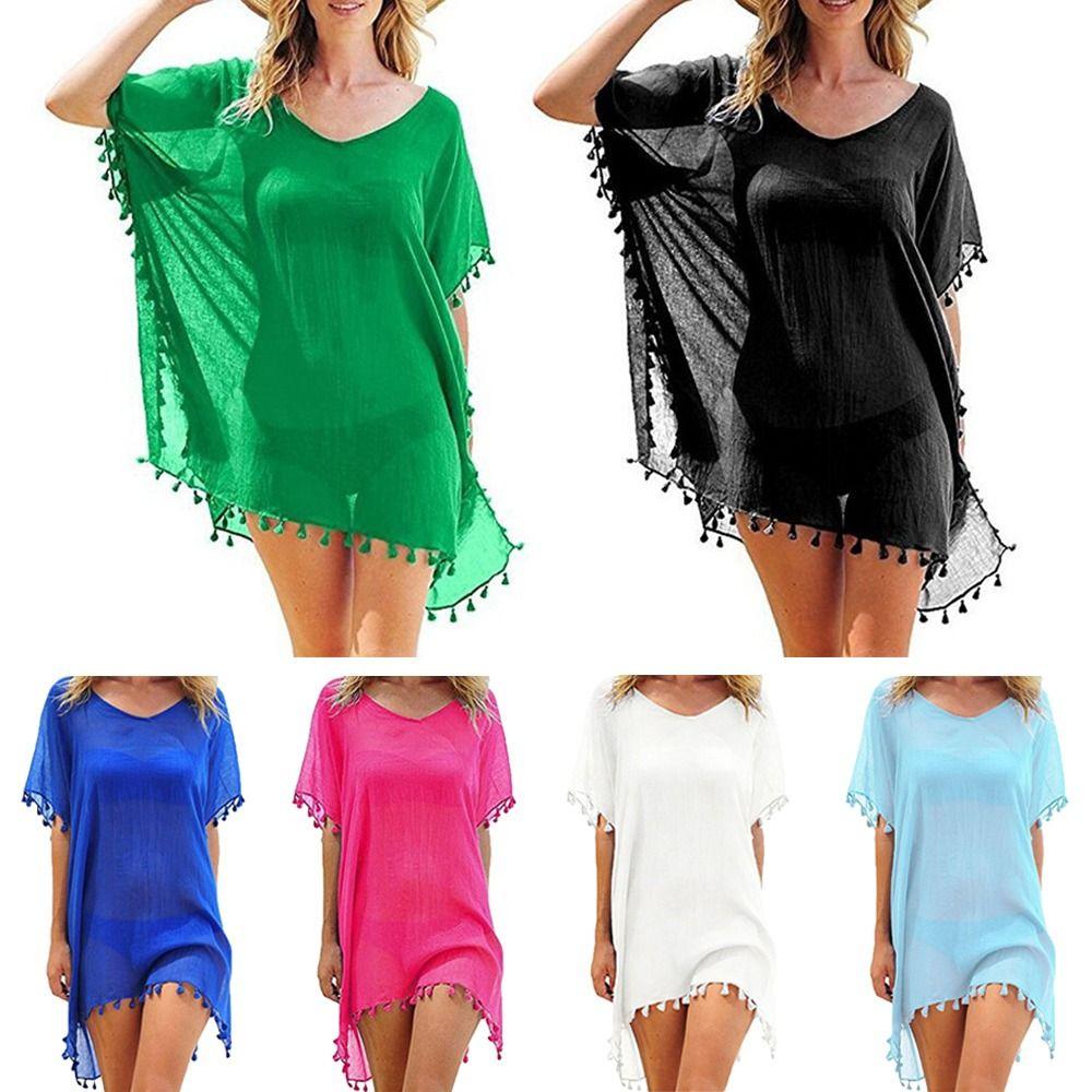 Übergröße Sommer Sonnenschutz Kittel Locker Bikini Cover-Ups Mode Badekleid für Damen