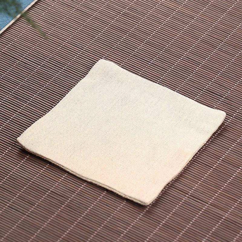 Cotton and Linen Kung Fu Tea Coasters Simple Solid Color Square Coaster Anti-scald Absorbent Heat Insulation Mat Home Mats