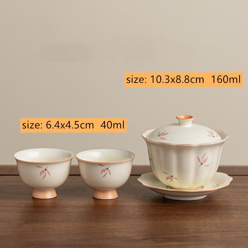 Chinese Hand-painted Orchid Gaiwan Handmade Ceramic Teacup Tea Tureen Household Tea Bowl Travel Portable Teaware Accessories
