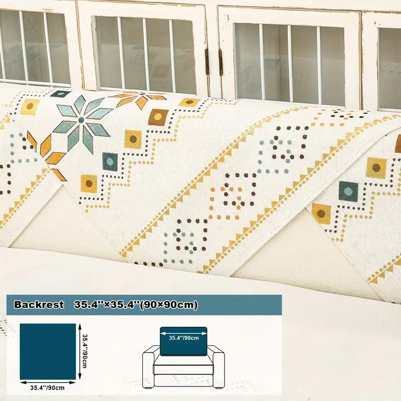 Sofa Cover Geometric Embroidery Sofa Slipcover Thick Plush Sofa Protector Cover Non Slip Couch Covers for Bedroom Office Living Room Home Decor