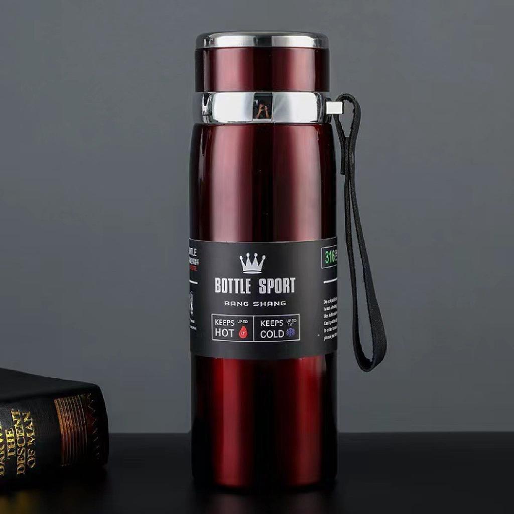 Business 316 Edelstahlbecher mit hängendem Seil Tragbare Sportflasche für den Außenbereich Große Kapazität Griff Topf Thermosbecher