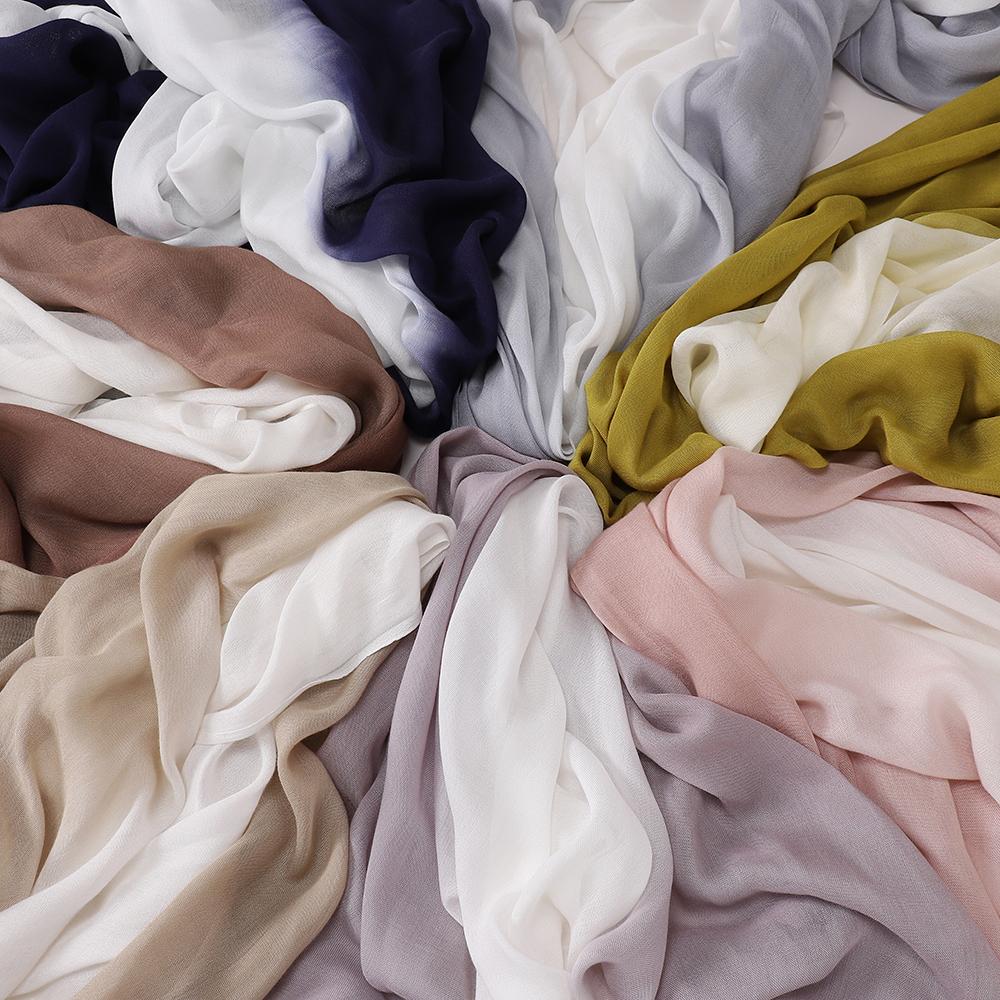 New Two Color Hijabs Gradient Scarf Muslim Shawl Wrap Islamic Women Headscarf Long Shawls Arabic Female Foulard