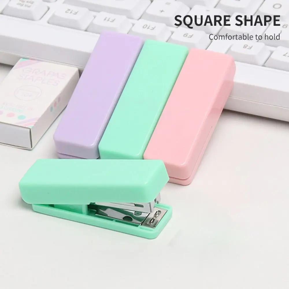 Portable Candy Color Mini Stapler Multifunction Metal Small Stapler Bookbinding Supplies Manual Binding Tool School Office