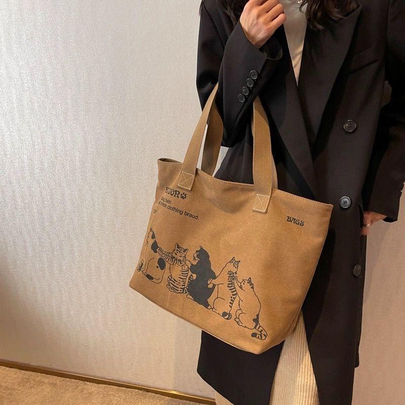 Dames Canvas Tote Bag Moteabel Romslig Slitesterk Skulderveske med Glidelåslukking og Klassisk Design Perfekt for Jobb