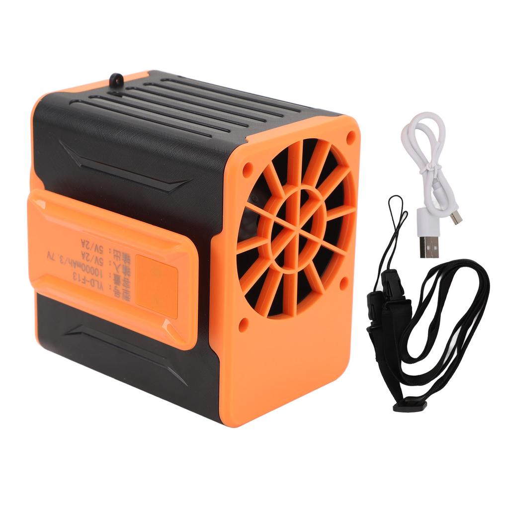 Hüftventilator USB wiederaufladbar 10000mAh Hüftclip-Ventilator mit Taschenlampe 4 Geschwindigkeiten Einstellbares LED-Display Lanyard für den Außenbereich