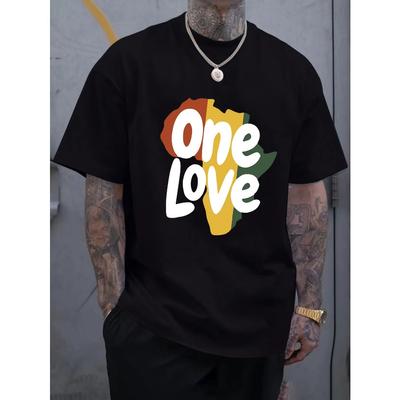 A Love Letter Printed Men's Short-sleeved T-shirt, Versatile and Comfortable Casual Elastic Crew Neck Top for Men and Women