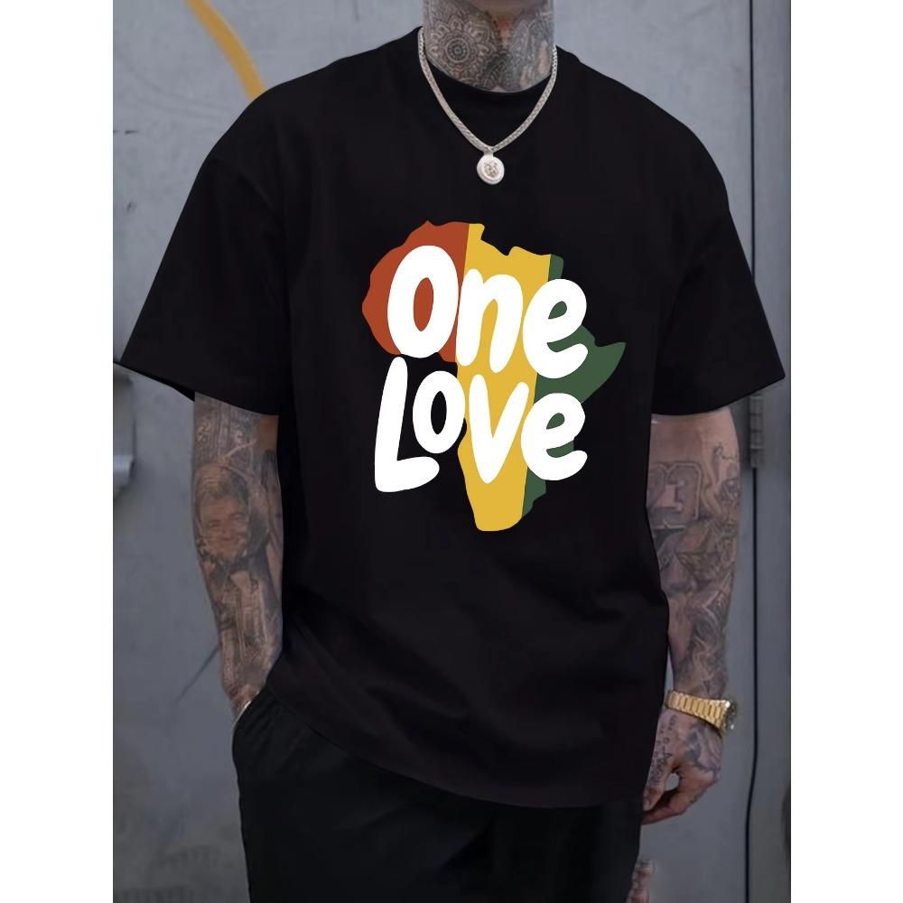 A Love Letter Printed Men's Short-sleeved T-shirt, Versatile and Comfortable Casual Elastic Crew Neck Top for Men and Women
