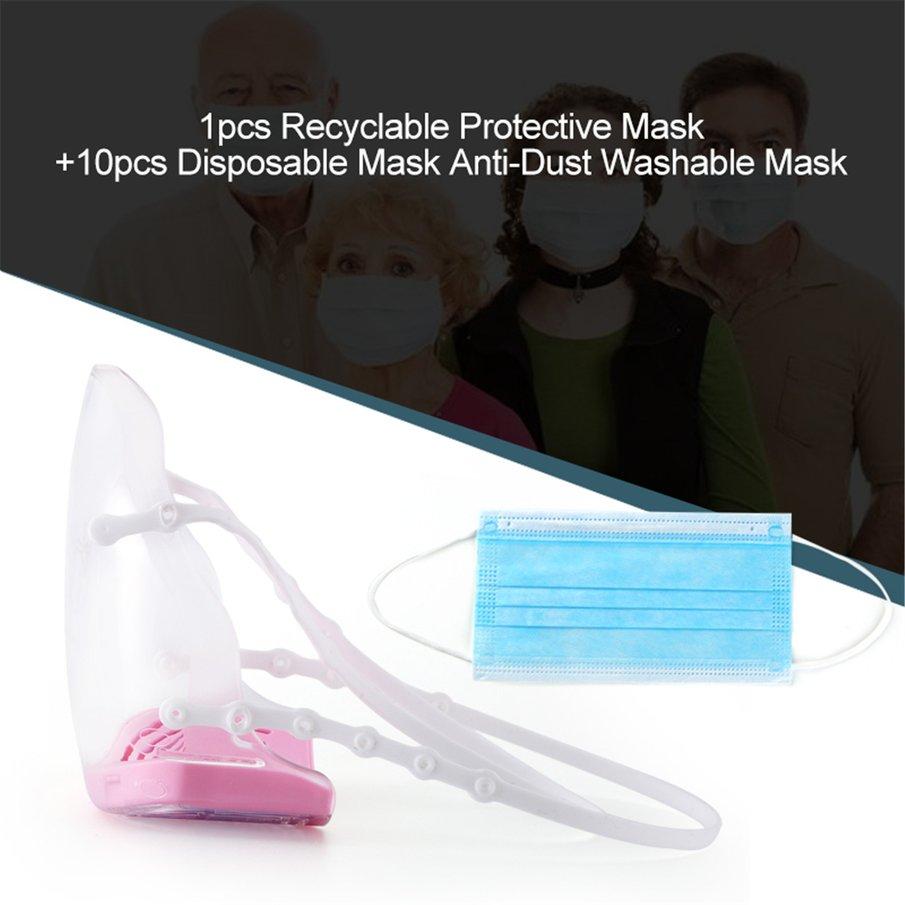 1pcs Recyclable Protective Mask+10pcs Disposable Mask AntiDust Outdoor Efficient Washable Mask