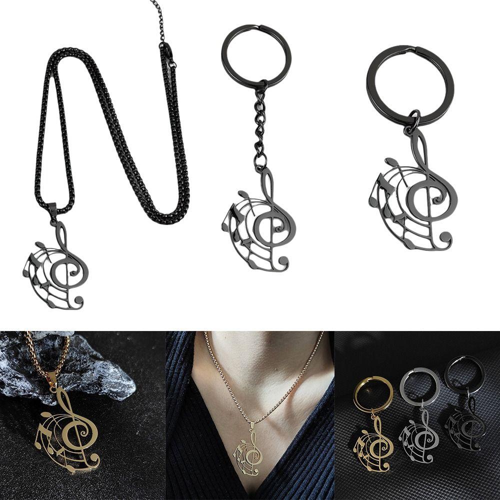 Lightweight Treble Clef Necklace 304 Stainless Steel Music Note Keychain  Music Lovers