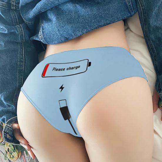 Sexy Briefs Low-rise Breathable Phone Charge Print Panties