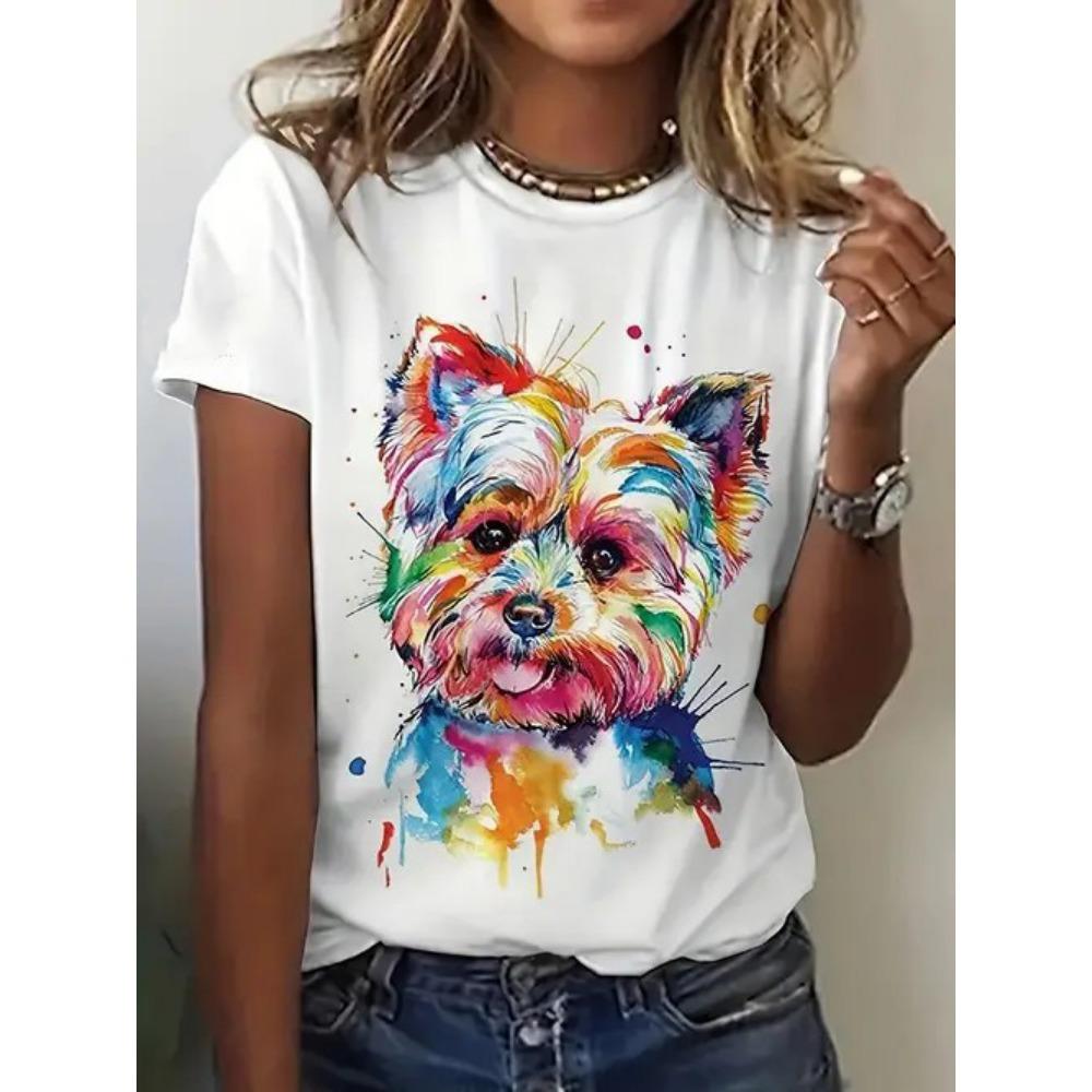 Funny Cat T-Shirts Animal 3D Print Women O-Neck Short Sleeves T Shirt Streetwear Y2k Tees Tops Female Clothing
