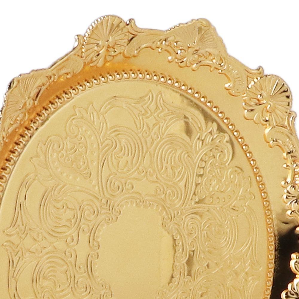 7.87 Inch Diameter Jewelry Tray Golden Finish Metal Fruit Plate Round Serving Tray Party Serving