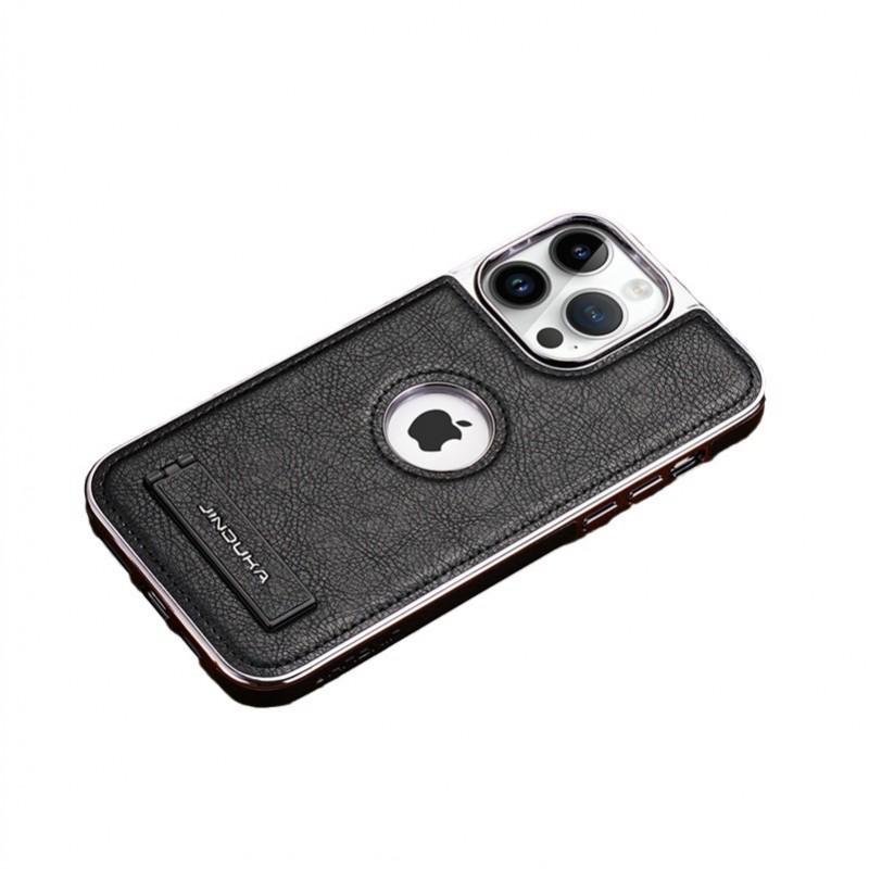 Phone Case With Stand IPhone 18 Pro Max 17 16 15 14 - Slim Shockproof Protective Cover Solid Color Leather Look Minimalist