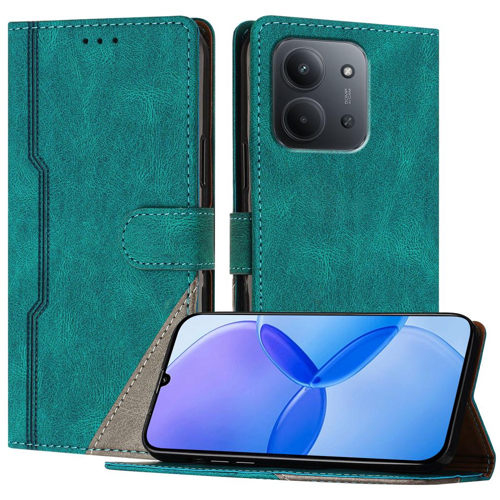 Für Xiaomi Redmi 15C 4G (Global) (171mm) Lederhülle Dreieck Patchwork Geldbörse Ständer Stoßfeste Handyhülle