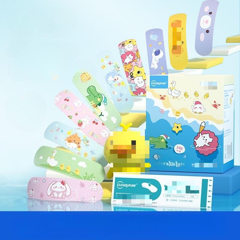 100 Stück Wasserdichte Atmungsaktive Niedliche Cartoon Medizinische und Haushalts-Pflaster für Mädchen und Kinder pro Schachtel