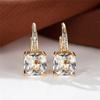 Blue Zircon Square Stone Luxury Crystal Rainbow Hoop Earrings Boho Gold Color Engagement Wedding  For Women