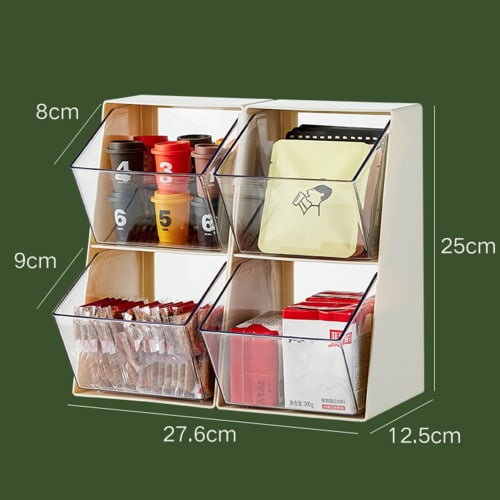 2-Compartment Upright Break Room Coffee Condiment and Cup Storage Organizer, Coffee Condiment Organizer Holder, Coffee Condiment Caddy Cup Storage Hol