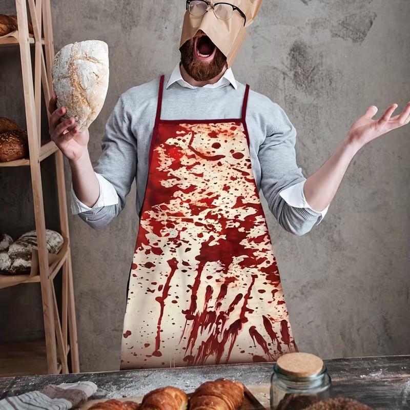 Halloween Blood Hand Sleeveless Waterproof Apron For Costume Parties And Kitchen Use