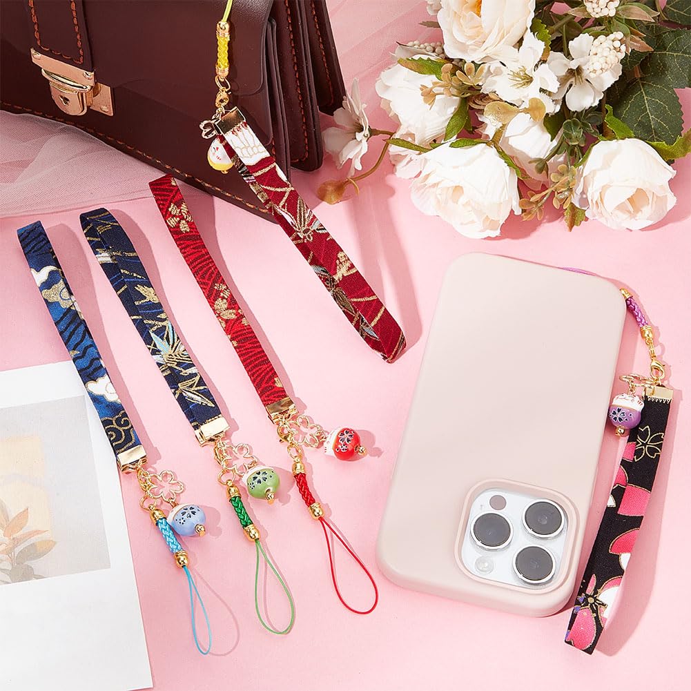 [OLYCRAFT] 5-Piece Set In 5 Colors: Lucky Cat Keychain, Maneki-neko Keychain, Keychain Phone Chain, Maneki-neko Key Charm, Maneki-neko Key Ring,