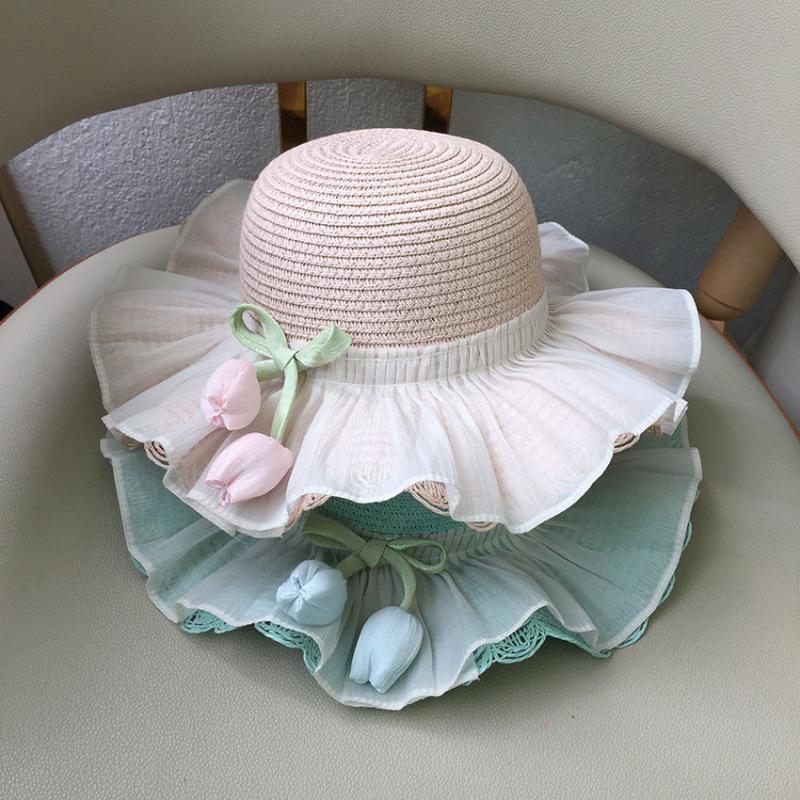 1/2Pcs Summer Sun Hat Princess Beach Sun Hat Big Brim Tulip Fisherman Hat For Girls Sweet Crossbody Bag Gifts