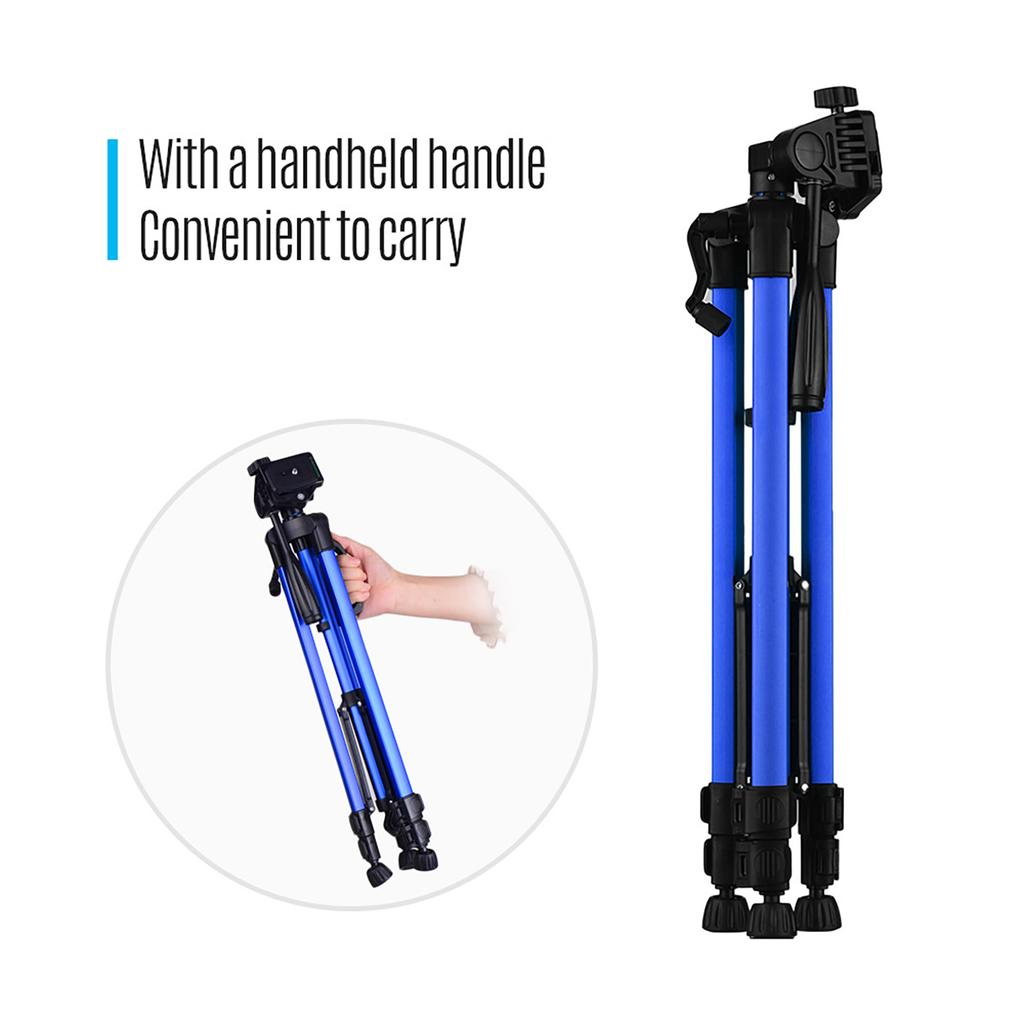 Lightweight Photography Tripod Stand Aluminum Alloy 3kg Load Capacity Max. Height 135cm 53in with Carry Bag Phone