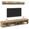 TV Wall Shelf Set with LED 5 pcs Artisan Oak Wood Based Material