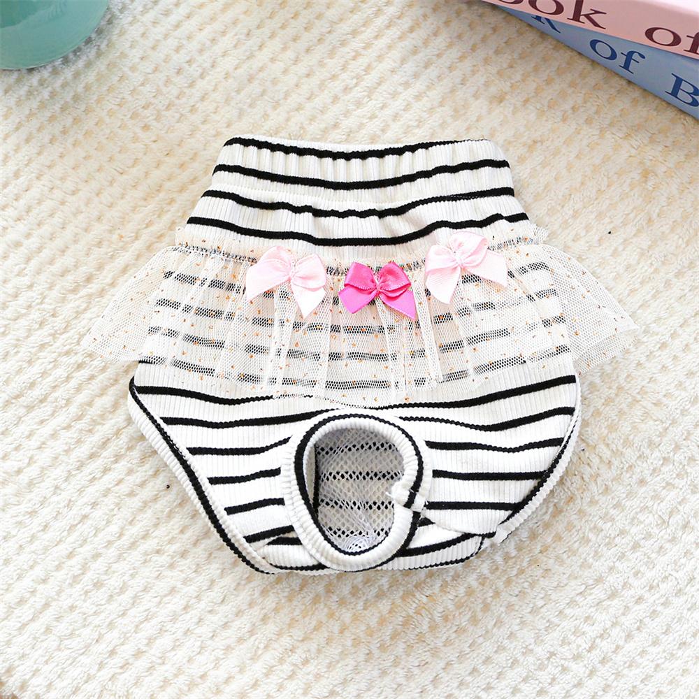 Protecting Female Dogs Physiological Pants for Small Dogs Stripe Pet Underpants with Lace Pomeranian Yorkshire Safety Shorts
