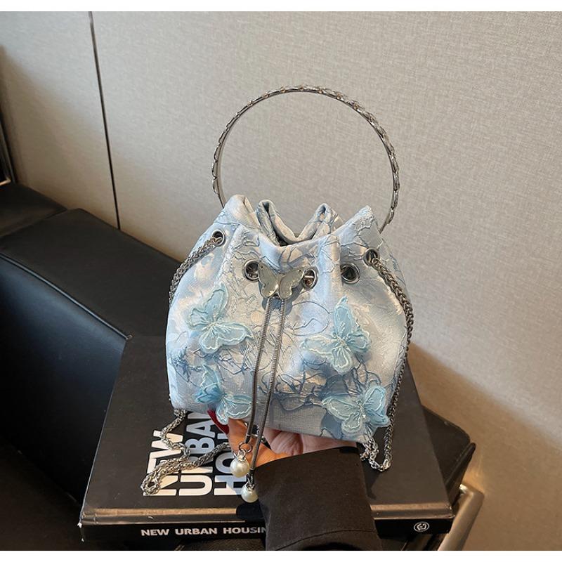 

Трендовая женская сумка-ведро с ручкой, новая универсальная сумка-мессенджер на цепочке для работы через плечо светло-синий