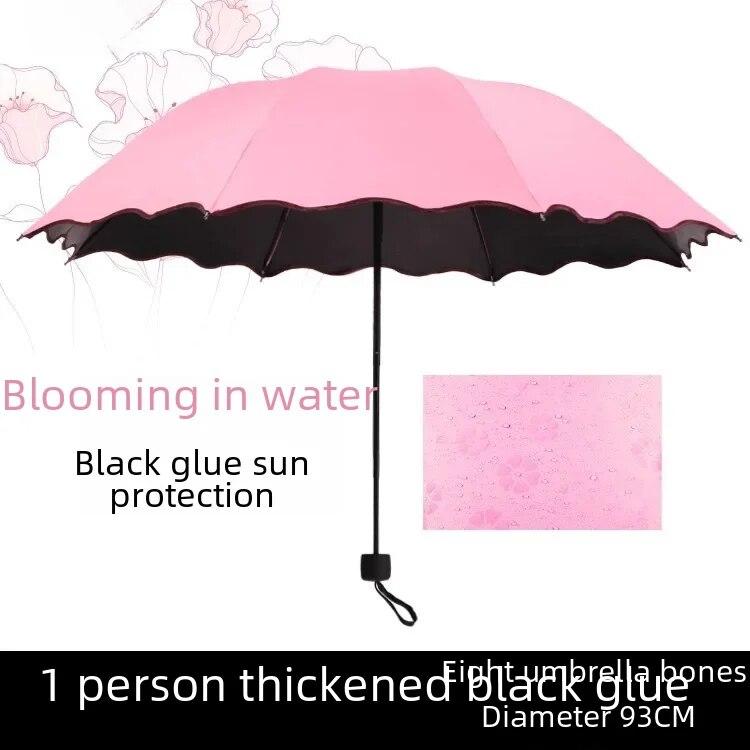 Women's Umbrella Sunshade Rain Sun Dual Purpose Thickened Black Glue Sunshade Umbrella Foldable Fold Uv Protection
