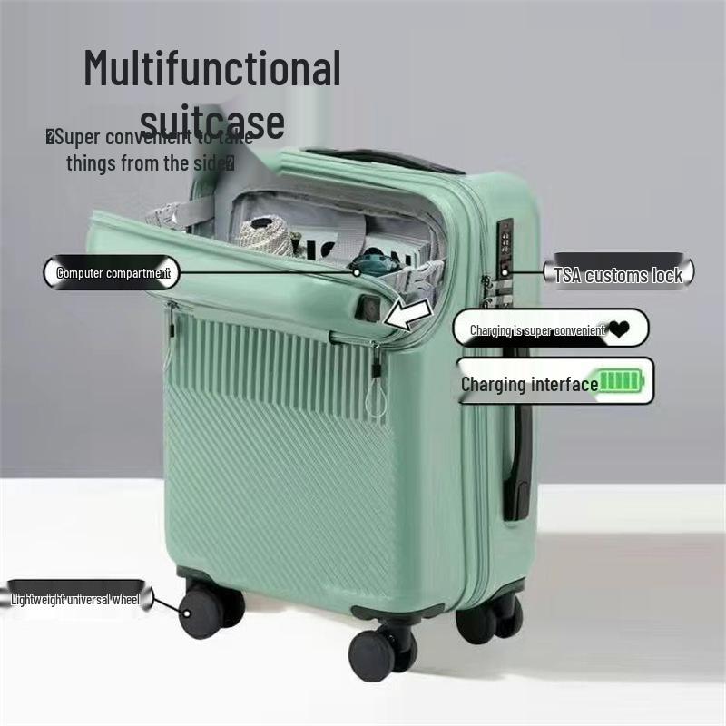 Front Opening Password Carry-On Suitcase for Female Students - Stylish and High-Value