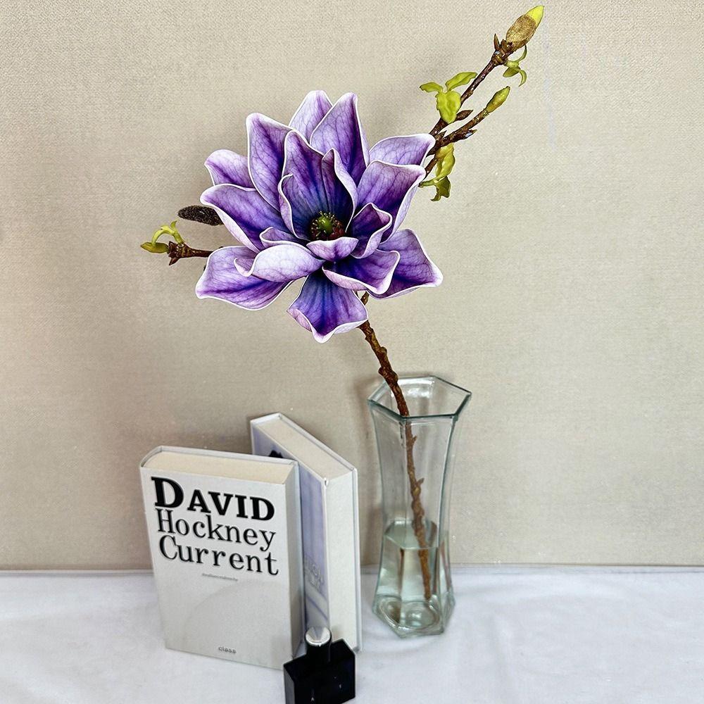 Floral Art Artificial Magnolia Branch Real Touch Artificial Orchid Flowers  Outdoor Garden Decor