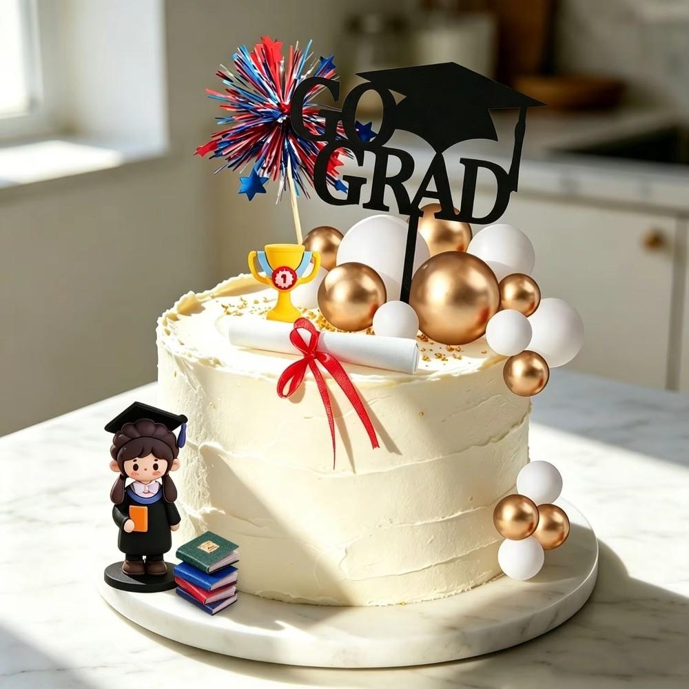 Cartoon Style Graduate Cake Figurine Graduation Ornament Decor  Graduation Cake Decor