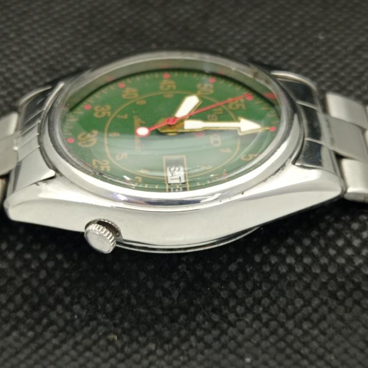 USED VINTAGE SEIKO 5 AUTOMATIC 6309A JAPAN MENS GREEN WATCH 621b-a413553-2 SKU621b-a413553