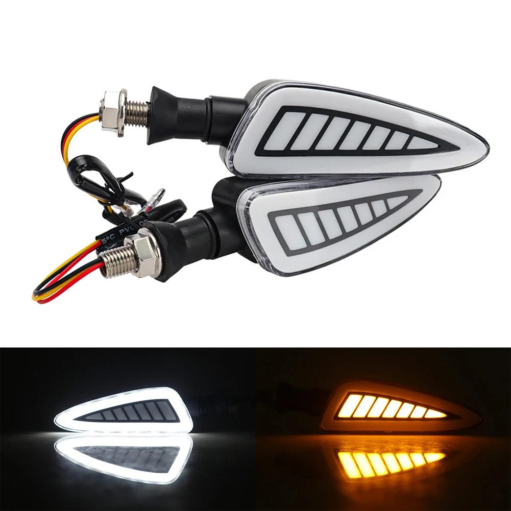 1 Pair Motorcycle LED Turn Signal Lights Dual Colors Flashing Indicator Lights LED License Plate Lamp Daytime Running Light 12V