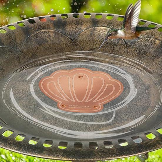 Bird Bath Copper Disk 0.8mm Thick Copper Cleaning Disk Birdbath Cleaner with Triple-Point Support for Physical Safe Clean Water Birdbath Bowl