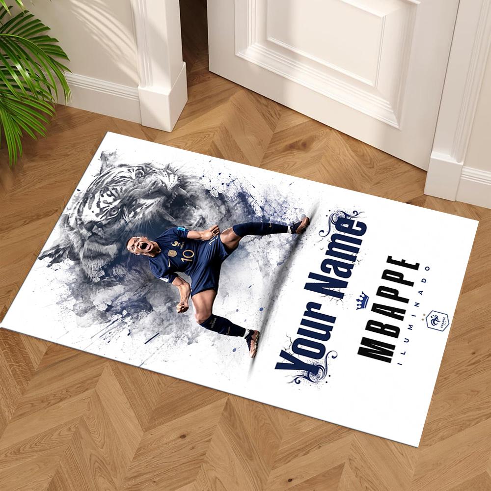 Mbappé Personalized Name Carpet Design for Game Room Balcony Playrooms Decorate Room Antislip Carpet Office Home Decor Wedding Party Gift