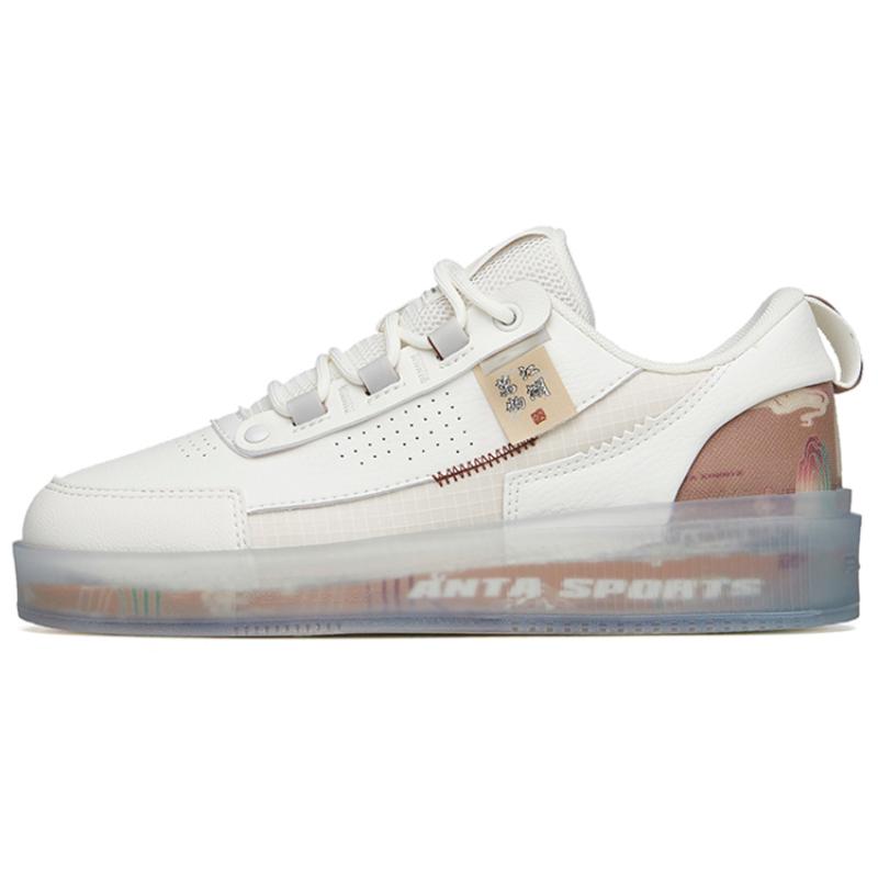 Anta Anti-Slip Wear-Resistant Low-Top Skateboard Shoes Women's White Gray Brown Sneakers 922228030-6