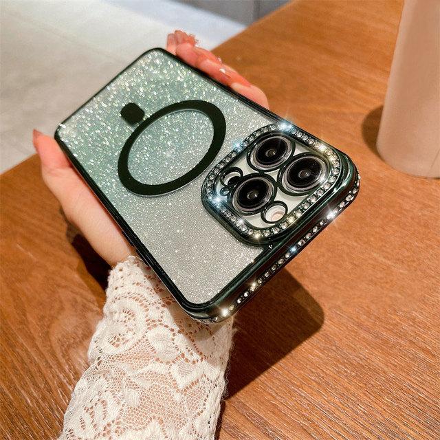 Shining Glitter Wireless Charging Phone Case For Iphone 14 13 12 11 Pro Max 14pro 14plus 11 Shockproof Soft Plating Bumper Cover