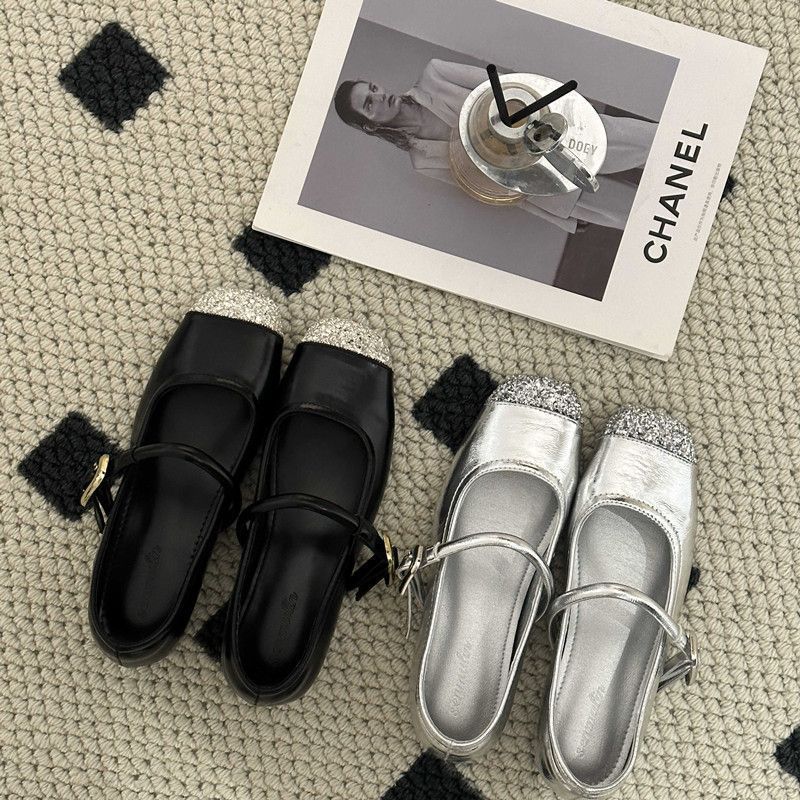 Super Fairy French Light Mouth with Single Shoes Fashionable Silver Mary Jane Women's Shoes Summer and Autumn New Models