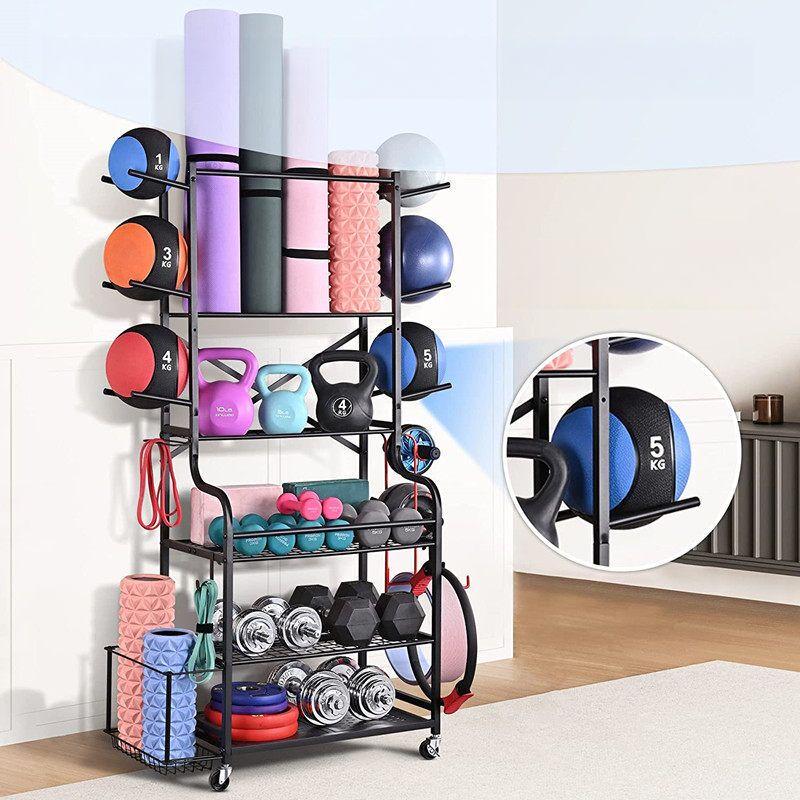 Movable Sports & Fitness Equipment Storage Rack
