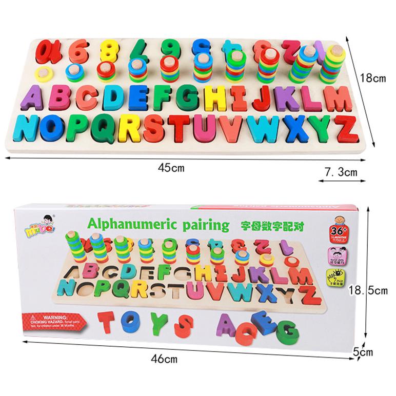 Jucărie de matematică educațională pentru copii din lemn Montessori Număr numerele cu forme digitale