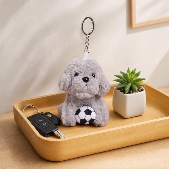Pingente Chaveiro de Boneca de Pelúcia, Brinquedo de Pelúcia Macio e Encaracolado, Pingente de Bolsa de Animal de Pelúcia, Pingentes de Cachorro Fofos para Mochila Bolsa de Mão Carteira Acessório de Presente
