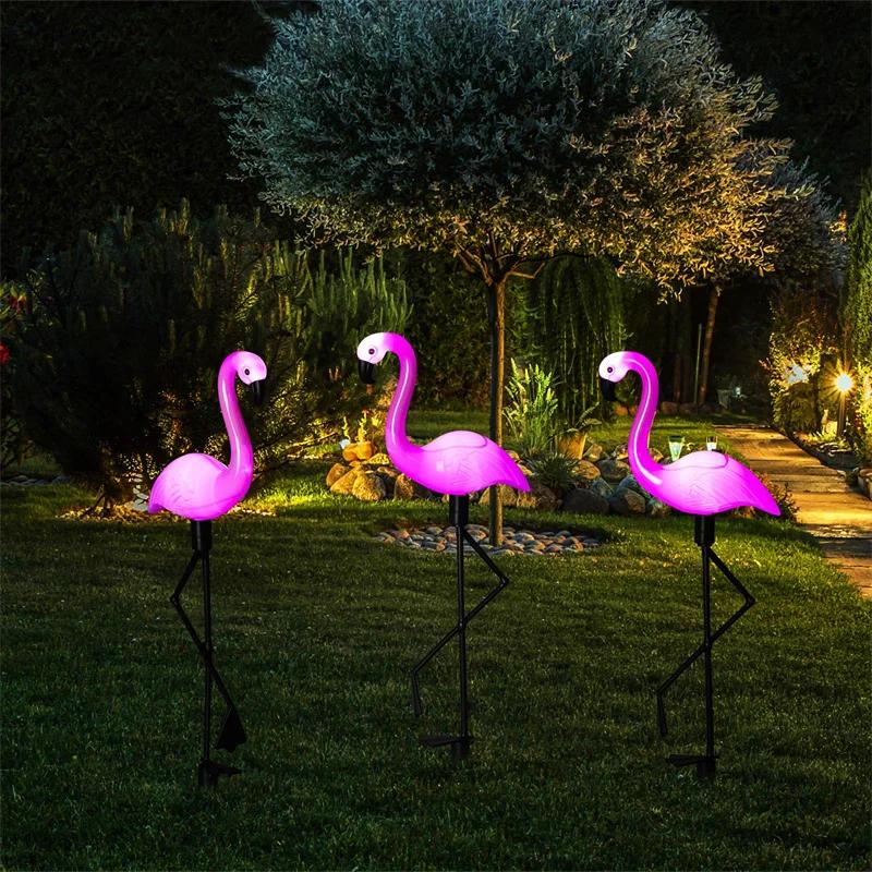 1/3PCS Flamingo Solar Light IP65 Waterproof LED Stake Light Landscape Ground Lamp for Outdoor Pathway Xmas Garden Decor