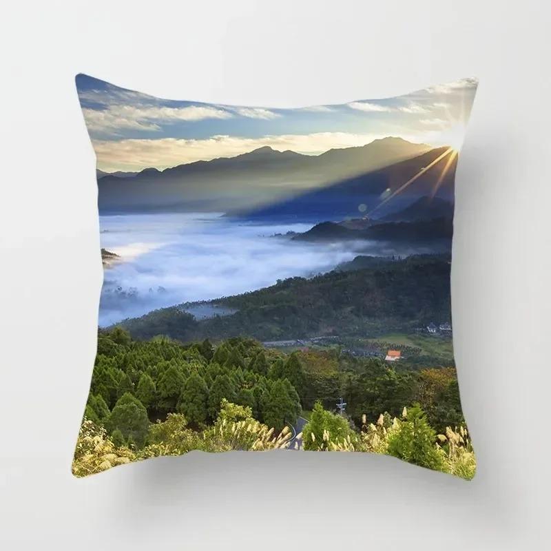 

Beach Scenery Pattern Decorative Pillow Cover Car Sofa Square Cushion Pillow Cover 16x16Inch