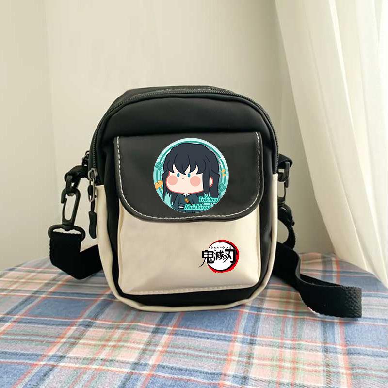 Giappone cartoni animati fumetti Demon Slayer borsa a tracolla casual portamonete color-block custodia per telefono 7566